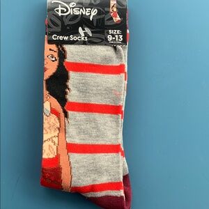 Disney Gray and Red Striped Crew Socks